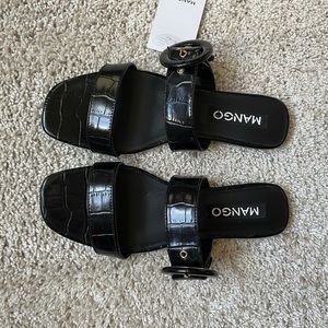 Mango black croc sandal